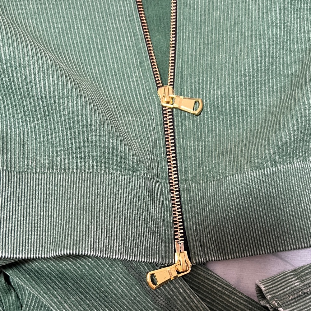 Green Ribbed Two-Piece Set - Picture 2 of 6